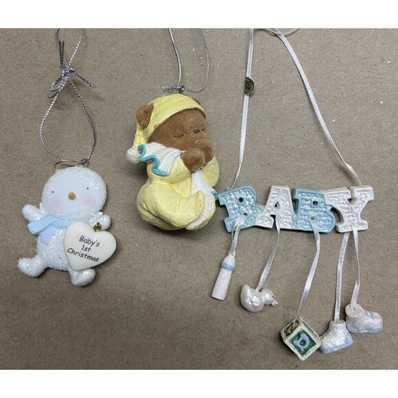 Three Baby Boy Ornaments Lot of 3 Assorted - Picture 1 of 5